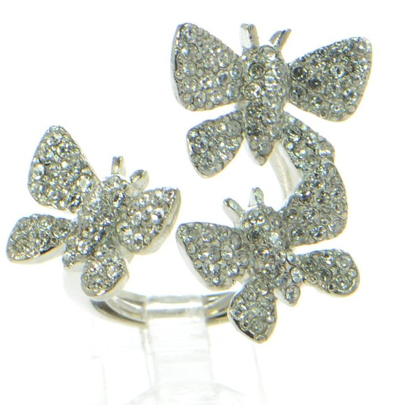 Oscar de la Renta Crystal Fluttering Butterfly Ring - Picture 1 of 8